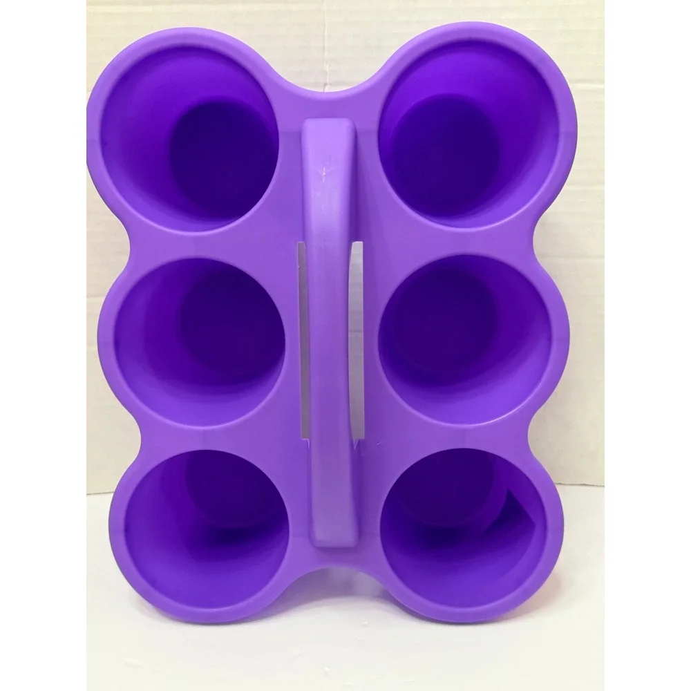 Teaching Tree Purple Plastic Cup Caddy 6 Holes Classroom Art Supply Organizer